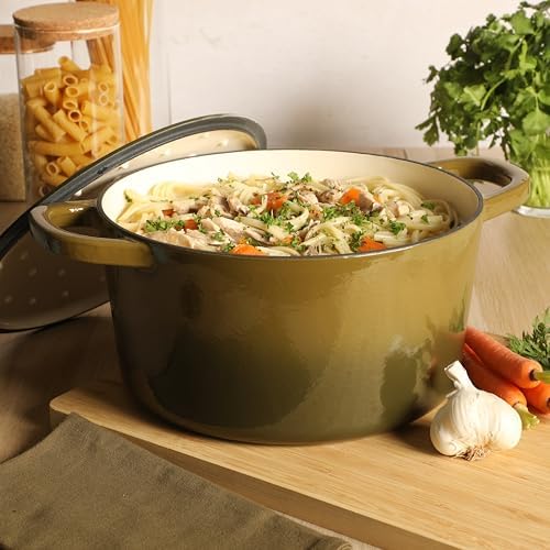 Crock-Pot Artisan 7-Quart Enameled Cast Iron Dutch Oven Pot with Lid, Round, Gradient Sage Green, Oven Safe Cookware - Image 2