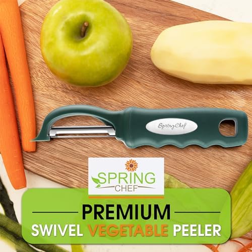 Spring Chef Swivel Potato Peeler w/Soft Grip Handle, Set of 2, Pine Green - Image 7