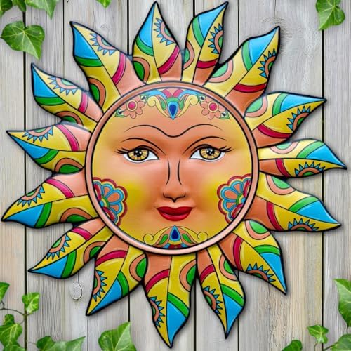Daogtc Metal Sun Wall Decor - Sun Flower Wall Art Decoration,Hanging Decoration for Home Garden Farmhouse Yard Patio Fence Living Room Bedroom (SUN-G) by Daogtc
