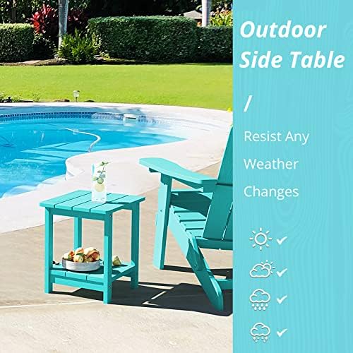 LUE BONA Adirondack Outdoor Side Table, 2-Tier Aruba Blue HDPS Patio End Table Weather Resistant, Outdoor Morden Side Table for Patio, Pool, Porch - Image 4