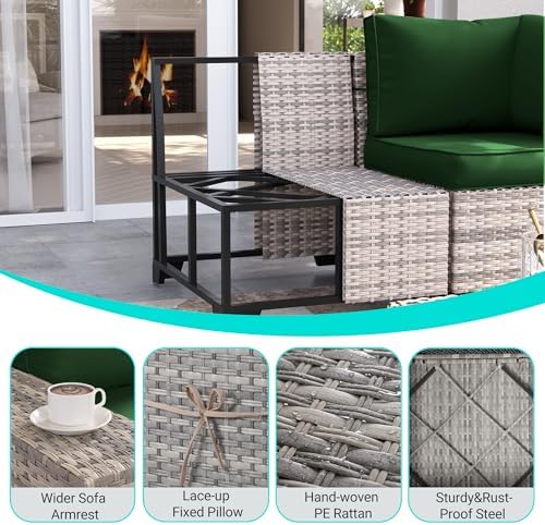 Outdoor Patio Furniture Set PE Wicker Rattan Outdoor Sectional Sofa - Image 5