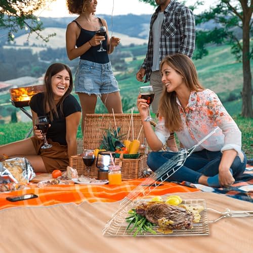 Grill Baskets Fish Grilling Basket for Outdoor Grilling Barbecue Stainless Steel Folding Grill Accessories with Removable Handle, Grill Basket for Bar, Camping, Picnics & Parties. Amazing Grill - Image 4