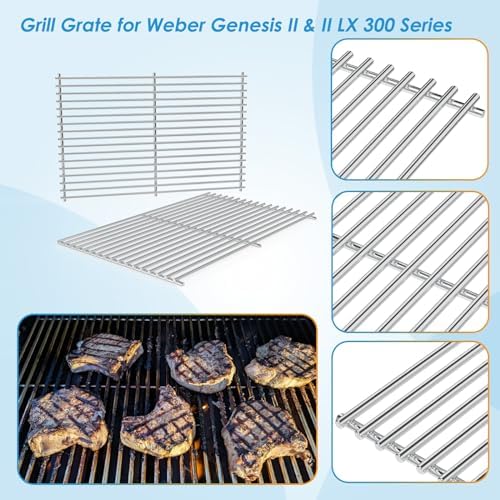 66802 18.75" Grill Grates for Weber GS4 Genesis II 300 Genesis II LX 300 Series, for Weber Genesis 2 Grill Parts for Genesis ii E-310 ii E-315 Grill Grates Replacement Parts for Weber 66095 - Image 3
