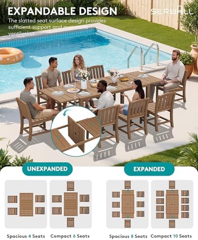 SERWALL Outdoor Patio Dining Set for 6, Brown - Image 5