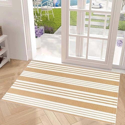 Fall Front Porch Rug 24"x51"Khaki and White Outdoor Rug Layered Doormat - Image 6