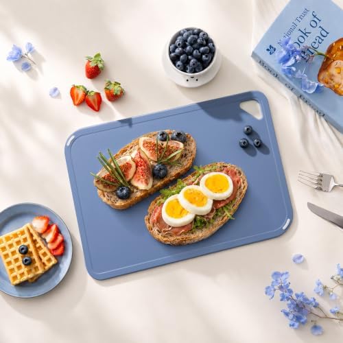 THETCHRY Plastic Cutting Board Set of 3, Blue Cutting Board for Kitchen - Image 6