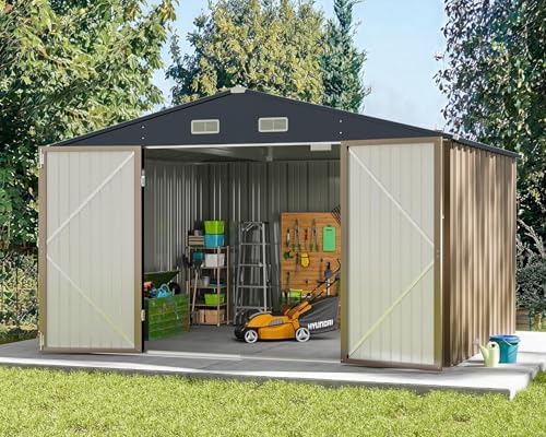 Greesum 10x8FT Outdoor Storage Shed Brown - Image 6