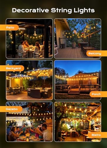 Brightown Outdoor String Lights, 50FT 18+1 LED ST38 LED Patio Lights Shatterproof, Dimmable IP65 Waterproof Connectable Hanging Outdoor Light for Backyard, Porch, Deck, Balcony - Image 5