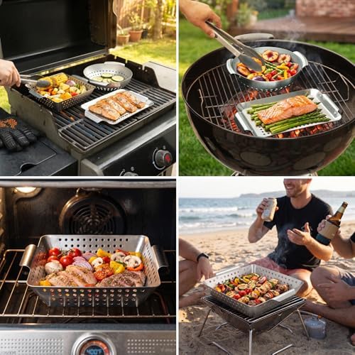onlyfire 3 Pack Stainless Steel Grill Baskets Set for Grill & Smokers - Image 6