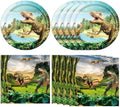 Dinosaur Birthday Party Supplies Dinosaur Theme Disposable Tableware Party Decor Jurassic Theme Party Paper Plates Napkins for Kids Party Decoration, Serve 20 by Actoridae