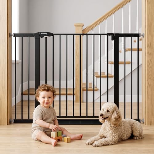 Mumeasy 36-55 in Extra Wide Baby Gate for Stairs, 36 in Tall Pet Gate,Black by Mumeasy-FocusonBabyPetSafetyGate