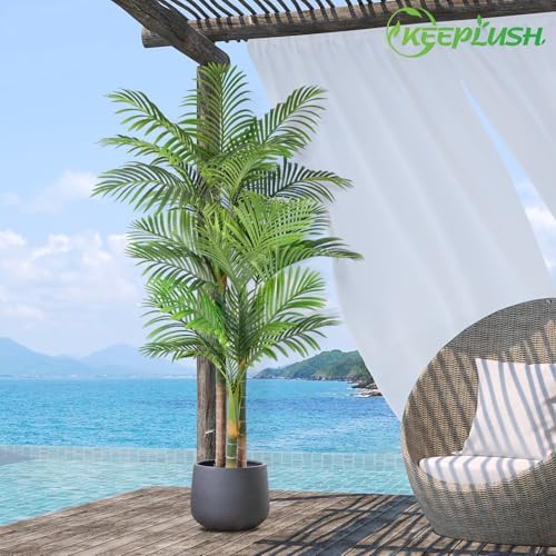 6ft Tall Triple Golden Cane Palm Artificial Tree 72inch Large Tropical Palm Tree UV Resistant Fake Plant in Pot for Indoor Outdoor Big House Living Room Outside Patio Office Home Decor 2Pack - Image 4