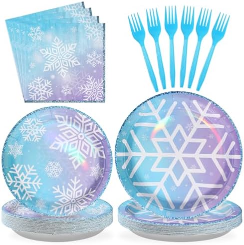 Grencian 96Pcs Blue Frozen Snowflake Party Decoration, Serve 24 by Grencian