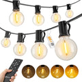 100Ft Outdoor String Lights with Remote, Dimmable G40 LED Bulbs, Waterproof by Brightown