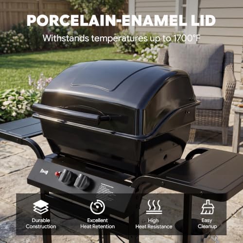 Feasto 2 Burner Propane Gas Grill for Outdoor Cooking and BBQ, Black - Image 4