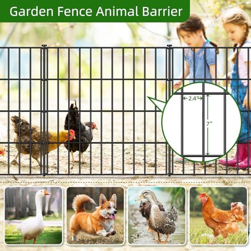 Metal Garden Fence 28 in x 23.3 ft, Outdoor Dog Fence with Stakes for Yard - Image 4