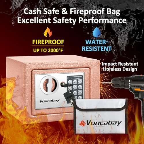 Voncabay Money Safe Box for Home with Digital Keypad, 0.23 Cu. Ft., Khaki - Image 4