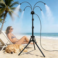 Standing Misters for Outside Patio Cooling, 5.3 FT Adjustable Stand Misting System, 4 Brass Nozzles + 4 Extra Heads, Thickened Base Portable Water Mister for Garden, Deck, Poolside by Puritron