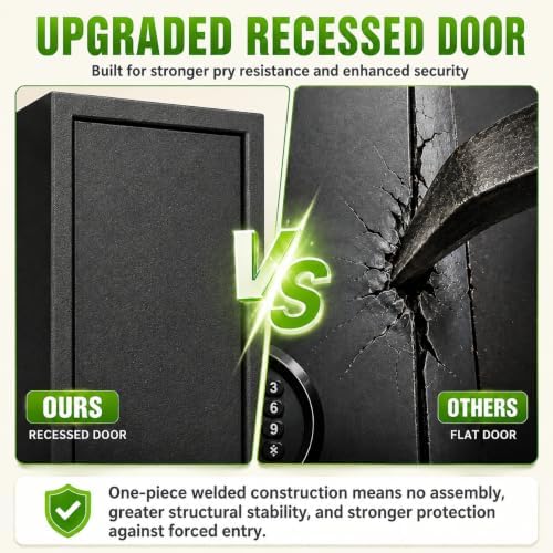 [No Assembly Required]10-12 Gun Safe for Rifles and Pistols, Biometric Gun Safe with Fingerprint and Digital Keypad, 57" Rifle Safe Gun Cabinet with Adjustable Rack, Shelf and Door Organizer for Home - Image 4