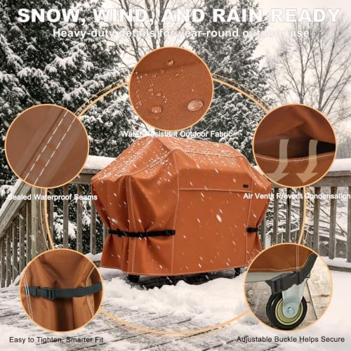 NettyPro Grill Cover for Outdoor Grill 56 Inch Waterproof Heavy Duty, Brown - Image 3