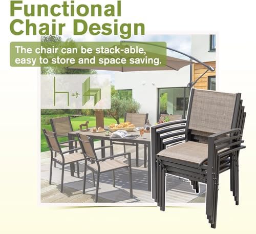 Homall 7 Pieces Patio Dining Set, Metal Outdoor Dining Set for 6, Brown - Image 6