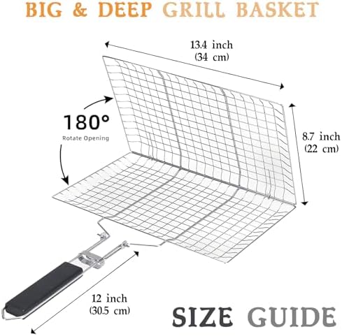 Fish Grill Basket Set, 2 Pack Lockable BBQ Grilling Baskets with Brush - Image 2