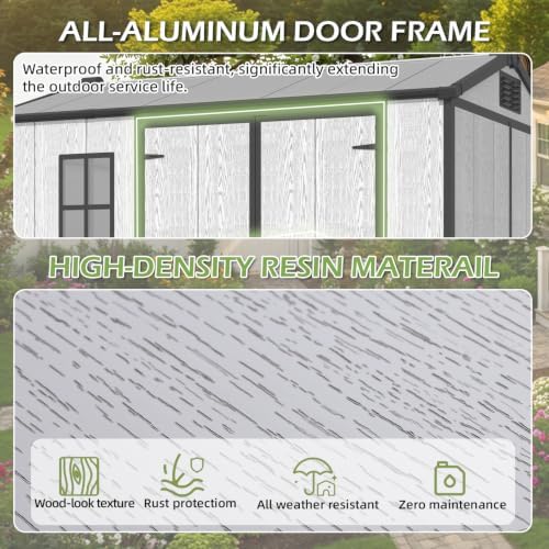 8 x 10 FT Plastic Outdoor Storage Shed with Floor, Resin Garden Shed - Image 6
