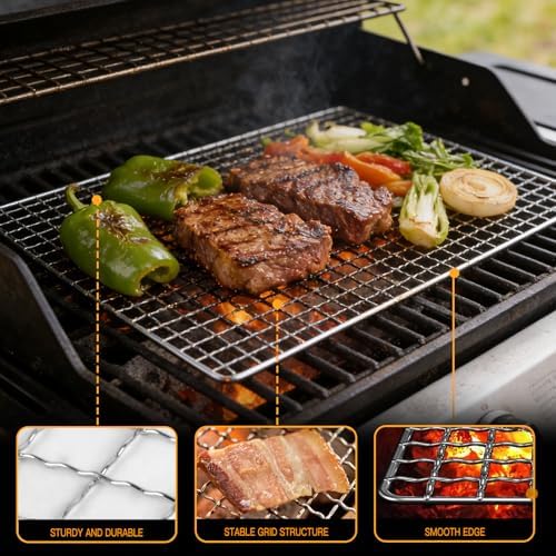 Grill Topper,3 PCS BBQ Grill Mesh Mat,14×10 Inch Mesh Baking Tray,Baking Rack Replacement Pad for Outdoor Barbecue, Camping & Picnics - Image 4
