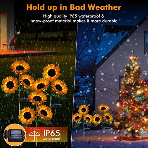 Solar Sunflower Lights Flowers Outdoor Waterproof for Yard Garden Cemetery - Image 5