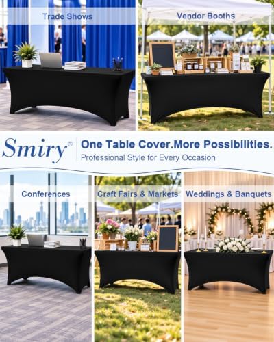 Smiry 12 Pack Spandex Table Cloth 6FT, Elastic Fitted Black Tablecloth - Image 6