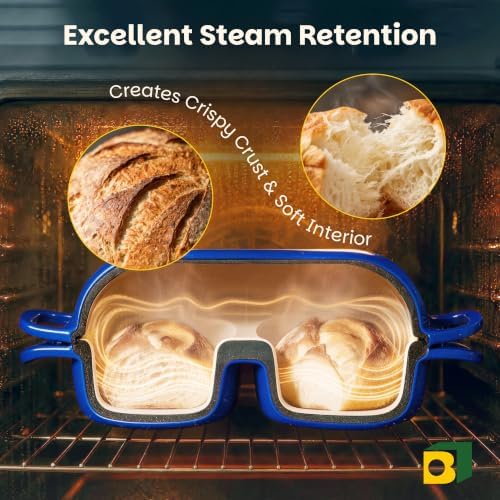 Double Dutch Oven for Sourdough Bread Baking, Cast Iron Dutch Oven [Blue] - Image 3