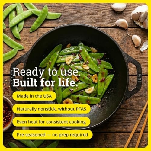 Lodge Pre-Seasoned Cast Iron Stir Fry Mini Wok, PFAS-Free, 9 Inches - Image 5