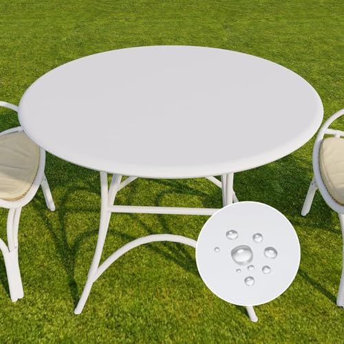Romanstile Round Fitted Vinyl Tablecloth with Elastic Edge 100% Waterproof by Romanstile