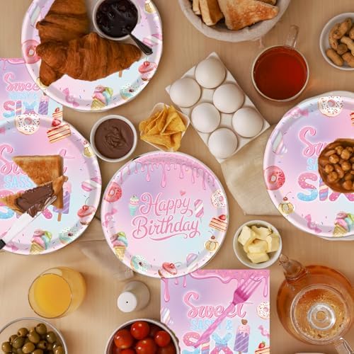 Sweet Sassy Six Birthday Tableware Plates Napkins Party Decor 96PCS - Image 5