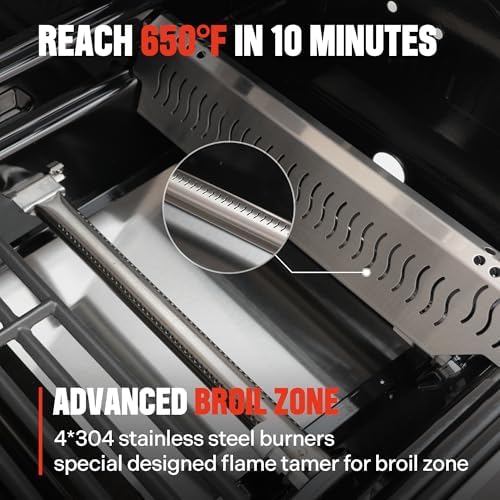 Monument Grills 4 Burner Propane Gas Grill, Stainless Steel Outdoor Patio Barbecue Grill with Cooking Plate, with Broil Zone Fast Heating, Knob Control, and Easy Cleanup, M410MBZ - Image 4