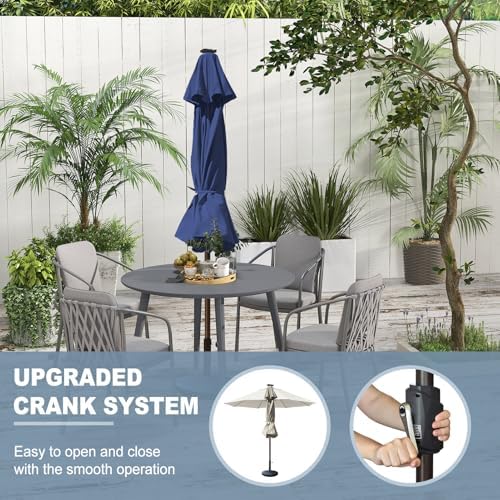 EliteShade USA 10-Year-Non-Fading 10ft Market Patio Umbrella, Commercial Grade Table Sun Umbrella with 80 Solar LED Lights, Crank Open, Windproof & UPF 50+ UV Protection for Garden, Deck, Pool, Backyard, No Tilt, Navy Blue - Image 4