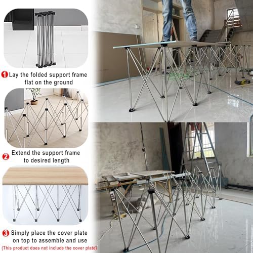 Stainless Steel Folding Workstand Table, Portable No Assembly Workbench with Storage Bag for BBQ, Garage Repair & Crafts, 9 Legs Support Heavy Duty,8 Legs - Image 5