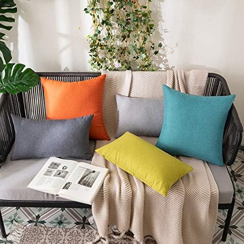 MIULEE Decorative Outdoor Pillow Covers Lumbar Waterproof 12x20 Dark Grey - Image 3