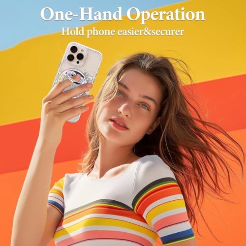 Magnetic Phone Ring for MagSafe Grip, Super Magnet Twinkle Design Ring Holder Stand, MagSafe Accessory for iPhone 17/16/15/14/13 Pro Max Plus，Enchanted Floral - Image 4