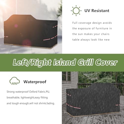 78 Inch Island Grill Cover - 600D Heavy Duty Waterproof All Weather Protection Extra Large Grill Covers,Island with Left/Right Grill Head,Grill Cover for Outdoor Grill,BBQ Cover - Image 5