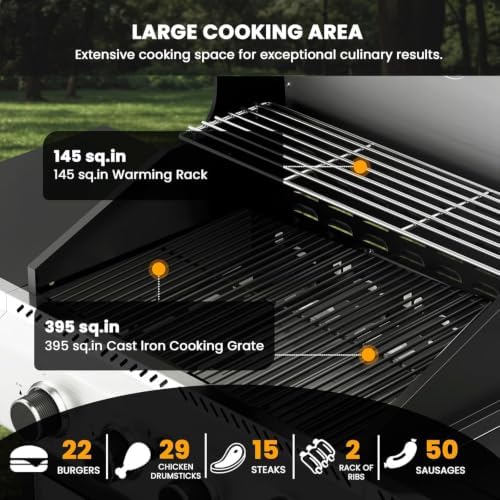 Electactic 4-Burner Gas Grill with Side Burner, Stainless Steel Propane Grill with Built-In Thermometer, 42000BTU BBQ Grill for Outdoor Cooking, Patio and Backyard Barbecues - Image 6