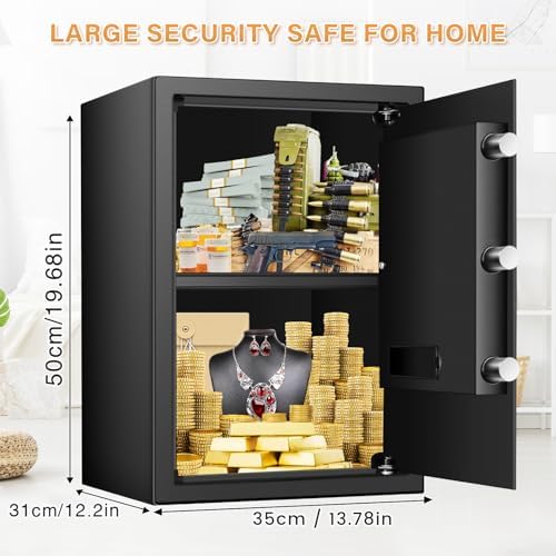[3.3Cub] Large Home Safe Box with Fireproof Waterproof Bag, 19.7" Tall Safe - Image 2