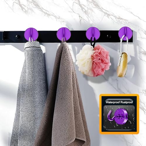VNDUEEY Magnetic Hooks, 80 Lbs Heavy Duty Earth Magnets with Hooks for Cruise Cabin, Strong Magnetic Hooks for Hanging, Metal Magnetic Hanger for Grill, Fridge, Kitchen, Garage (Purple, Pack of 10) - Image 6