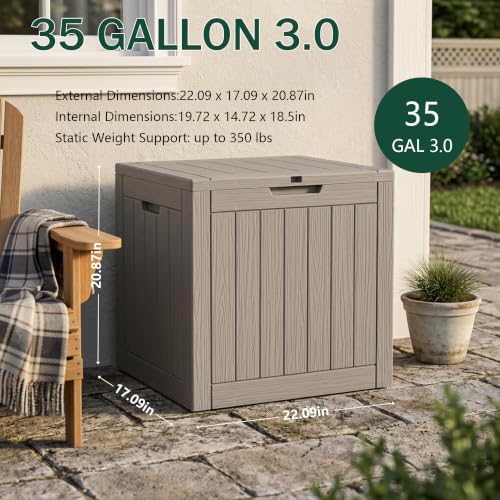 Outdoor Storage Box, 35 Gallon Waterproof Deck Box [Upgraded 3.0] - Image 2
