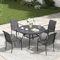 VICLLAX Patio Table and Chair Set of 4, All Weather Metal Round Outdoor Dining Furniture Set-40.6" Round Outdoor Table and Chairs, Black Tabletop by HOME