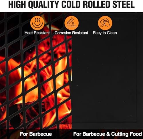 REDCAMP Folding Campfire Grill, Heavy Duty Steel Mesh Grate, 23.6" Portable Camping Grates Over Fire Pit, Campfire Cook Equipment with Legs Carrying Bag, Grilling Rack for Outdoor Open Flame Cooking - Image 4