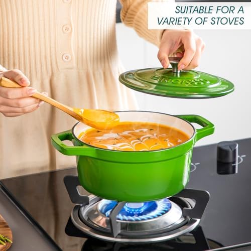 vancasso 2.5 Qt Enameled Cast Iron Dutch Oven with Lid, Green - Image 4