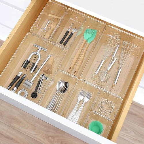 7 PCS Plastic Drawer Organizers Set, 4 Size Desk Drawer Organizer Trays - Image 6