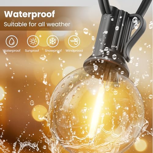 RTTY 60 FT Outdoor String Lights, LED Patio Light 32 LED Waterproof Bulbs - Image 4