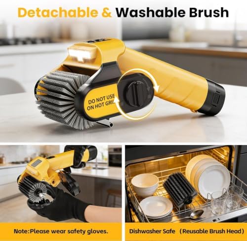 Electric Grill Brush, 5000mAh, 350-Min Runtime,800RPM Cordless BBQ Cleaner - Image 4